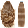 Picture of SUYYA Tape in Hair Extensions Light Brown 100% Real Human Hair 12inches 20pcs 40g/pack Straight Seamless Skin Weft Tape in Remy Human Hair(12 inches #8 Light Brown)