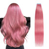 Picture of SUYYA Tape in Hair Extensions Human Hair Hot Pink Tape in Hair Extensions 16 Inch 10PCS/Pack Straight Tape in Extensions 20g