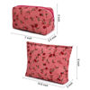 Picture of SOIDRAM 2 Pieces Rose Makeup Bag Large Cosmetic Bag Capacity Canvas Mix Travel Toiletry Bag Organizer Cute Makeup Brushes Aesthetic Accessories Storage Bag for Women, Rose Mix Green Red