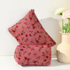 Picture of SOIDRAM 2 Pieces Rose Makeup Bag Large Cosmetic Bag Capacity Canvas Mix Travel Toiletry Bag Organizer Cute Makeup Brushes Aesthetic Accessories Storage Bag for Women, Rose Mix Green Red