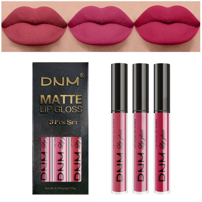 Picture of evpct DNM 3Pcs Mauve pink Berry pink Rose red Matte Liquid Lipstick Sets for Women 24-hour Matte+Lipstick Matte Lipstick Lip Stain Gloss Long Lasting 24 Smudge Waterproof