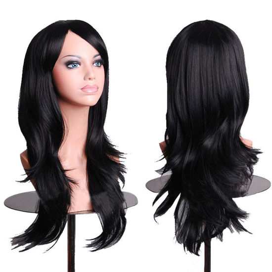 Picture of AneShe Wigs 28" Long Wavy Hair Heat Resistant Cosplay Wig for Women (Black)