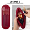 Picture of AGIKET Silicone Makeup Brush Holder Travel Cosmetic Bag：Soft Portable Cosmetic Face Brushes Holder with Upgrade Anti-Fall Out Magnetic Closure, Large Travel Makeup Brush Case - Red