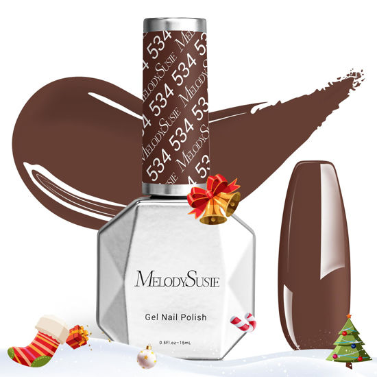 Picture of MelodySusie Brown Gel Nail Polish,0.5fl oz Americano Brown Nails Soak Off UV LED Caramel Brown Gel Polish Gift for Women Nail Art Manicure Salon DIY Nail Design Decoration at Home-534