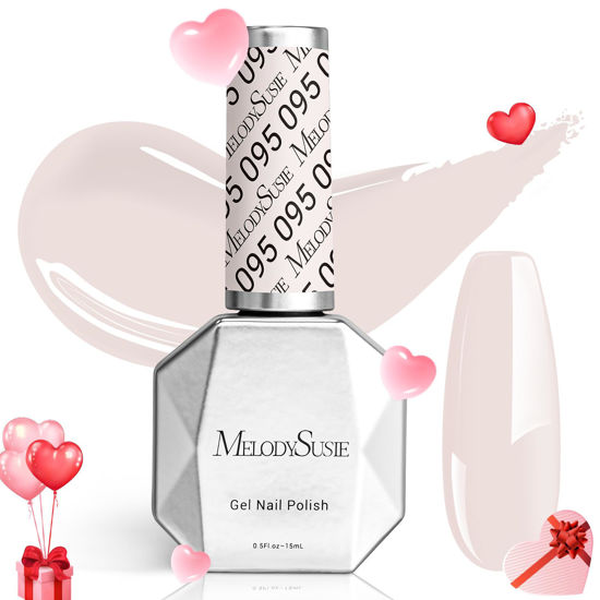 Picture of MelodySusie White Gel Nail Polish-0.5 Fl Oz Nude Gel Polish Soak Off UV LED Nail Lamp Nude White Gel Polish Gift for Women Nail Art Starter Manicure Salon DIY At Home-095