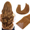 Picture of DOORES Seamless Clip in Hair Extensions, Medium Auburn 18 Inch 130g 7pcs, Hair Extensions Seamless Clip ins Straight Natural Hair Real Hair Skin Weft Invisi Edge Hair Extensions