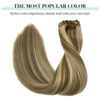 Picture of DOORES Hair Extensions Clip in Human Hair Medium Brown Highlighted Golden Blonde 120g 7pcs 18 Inch Remy Clip in Human Hair Extensions Natural Human Hair Extensions