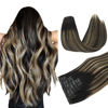 Picture of DOORES Hair Extensions Clip ins, Natural Black to Light Blonde 7pcs 14 Inch 130g, Seamless Clip in Hair Extensions Remy Hair Thick Hair Straight Hair Extensions Invisi Edge Hair Extensions