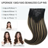Picture of DOORES Human Hair Extensions Clip in, Natural Black to Light Blonde 7pcs 16 Inch 130g, Seamless Clip in Hair Extensions Remy Hair Extensions Thin Weft Straight Invisi Edge Hair Extensions