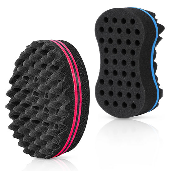 Picture of 2pcs Hair Sponge Twist Comb, Hair Sponges for Men Curls and Natural Hair Women, Sponge Brush for Hair, Twist Brush and Curl Comb, Hair Twist Tool