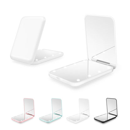 Picture of Kakuje Compact Mirror, 1X/3X Magnification LED Pocket Mirror with Nternal BIattery, Mini Mirror for Purse, Pocket,Travel and Present (White)