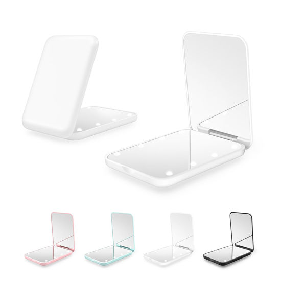 Picture of Kakuje Compact Mirror, 1X/3X Magnification LED Pocket Mirror with Nternal BIattery, Mini Mirror for Purse, Pocket,Travel and Present (White)