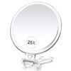 Picture of B Beauty Planet 25X Magnifying Mirror, 5-Inch Double-Sided Handheld Mirror with Adjustable Stand, Ideal for Travel and Daily Makeup Application