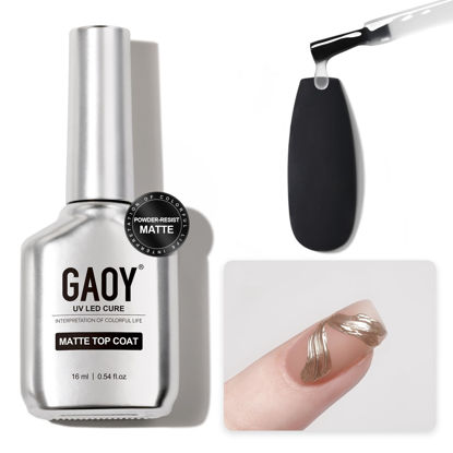 Picture of GAOY Matte Gel Top Coat for Gel Nail Polish, 16ml Powder-Resist Matte Finish for Detail Chrome Powder Painting Long Lasting UV Gel Nail Art DIY