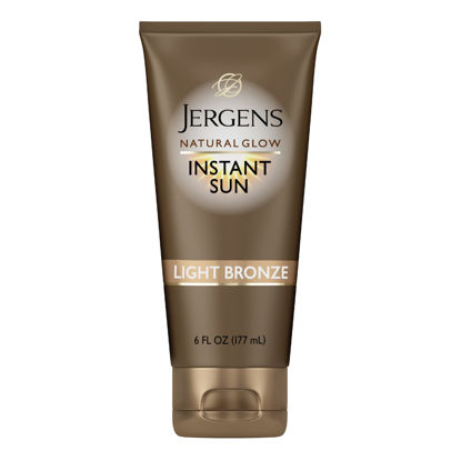 Picture of Jergens Natural Glow Instant Sun Self Tanner Moisturizer + Bronzer, Lightweight Sunless Tanner Moisturizer for a Sunkissed Natural Glow, Light Bronze, 6 Ounce