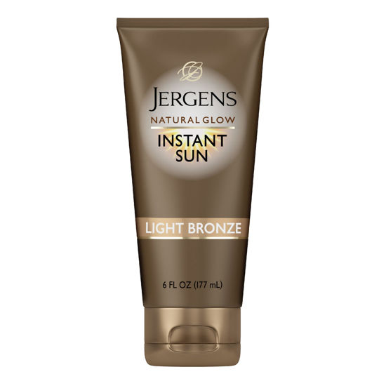 Picture of Jergens Natural Glow Instant Sun Self Tanner Moisturizer + Bronzer, Lightweight Sunless Tanner Moisturizer for a Sunkissed Natural Glow, Light Bronze, 6 Ounce