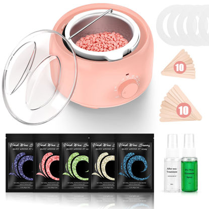 Picture of Waxing Kit - TIKESI Wax Warmer for Hair Removal, Hard Wax Kit with 14.1oz 5 Bags Hard Wax Beans for Full Body, Legs, Face, Eyebrows, Bikini, Brazilian Waxing Kit for Women Men