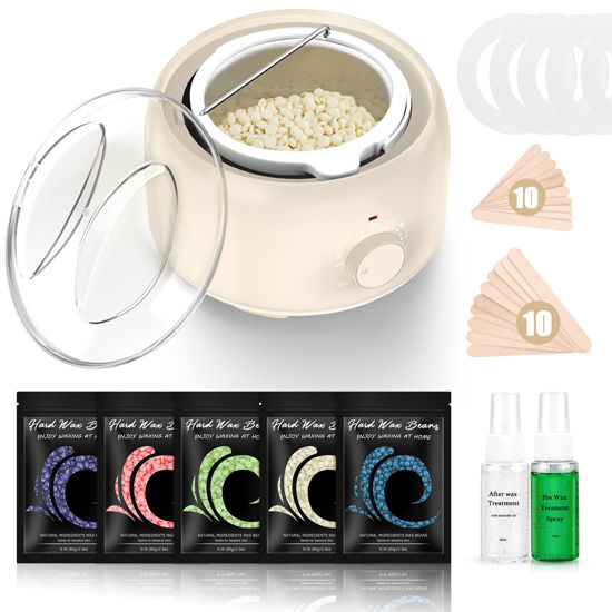 Picture of Waxing Kit - TIKESI Wax Warmer for Hair Removal, Hard Wax Kit with 14.1oz 5 Bags Hard Wax Beans for Full Body, Legs, Face, Eyebrows, Bikini, Brazilian Waxing Kit for Women Men