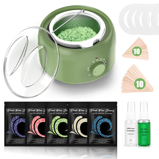 Picture of Waxing Kit - TIKESI Wax Warmer for Hair Removal, Hard Wax Kit with 14.1oz 5 Bags Hard Wax Beans for Full Body, Legs, Face, Eyebrows, Bikini, Brazilian Waxing Kit for Women Men