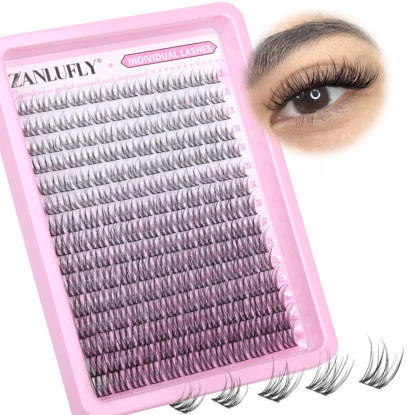 Picture of Lash CLusters Wispy Eyelash Clusters Natural Lash Extensions C Curl DIY Eyelash Extensions zanlufly 180Pcs Individual Lashes(9MM 10MM 12MM 14MM 16MM)