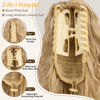 Picture of ORSUNCER Ponytail Extension Claw 30" Curly Pony Tail Clip in Claw Hair Extensions Fluffy Natural Looking Synthetic Hairpiece for Women Blonde Highlight
