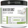 Picture of pureSCRUBS Premium Lemongrass Dead Sea Salt Body Exfoliator Scrub, Full Exfoliating Body Scrubber - Large 16oz Jar, Filled With Essential Oils, Includes Spoon, Loofah & Exfoliating Skin Soap