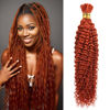 Picture of Human Braiding Hair 100g 24 Inch Deep Water Wave Bulk Human Hair for Braiding No Weft 12A Brazilian Virgin Curly Human Hair Extensions for Boho Braids Wet and Wavy Ginger Human Hair Braiding Hair