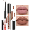 Picture of evpct 2Pcs Nude Brown Lip Liner and Matte Lipstick Makeup Sets, DNM Vegan Lipstick Lip Liner and Gloss Stain Set Long Lasting Waterproof labiales mate 24 horas originales matte larga duracion 24 27#