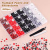 Picture of 9000PCS Flatback Pearls and Rhinestones for Crafting, Red White Black Mixed Size 3-10mm Resin Rhinestones and Half Pearls for Bedazzling, Nail Art and Decoration with Tweezer and Pickup Pencil