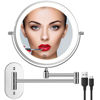 Picture of Rechargeable Wall Mounted Lighted Makeup Vanity Mirror 8 Inch Double Sided 1X 10X Magnifying Bathroom Mirror, 3 Color Lighting, Touch Screen Dimming, Extended Arm 360 Rotation Shaving Light up Mirror