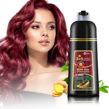 Picture of Leorx 3 In 1 Wine Red Color Hair Dye shampoo, For Refresh and Instant Herbal Coloring For Women&Men - Tintes Para El Cabello Profesional