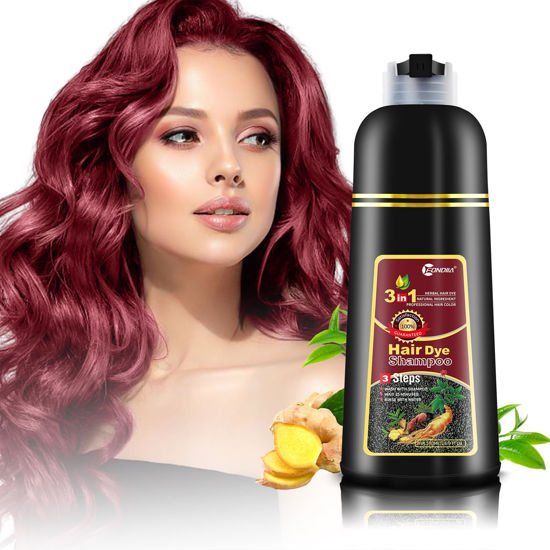 Picture of Leorx 3 In 1 Wine Red Color Hair Dye shampoo, For Refresh and Instant Herbal Coloring For Women&Men - Tintes Para El Cabello Profesional