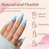 Picture of UNA GELLA Almond Gel Nail Tips 600 Pcs Pre-filed Almond Nail Tips Full Cover Nail Tips Press On Nails 12 Sizes Half Matte Clear Fake Soft Gel Nail Tips for Nail Extension Home DIY Salon with Box