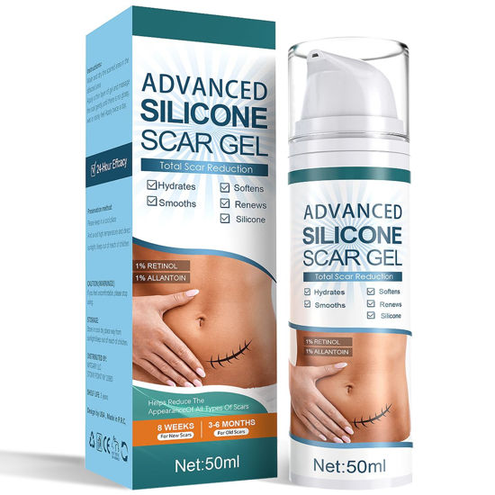 Picture of Advanced Scar Cream, Silicone Scar Gel, Treats Old and New Scars, Reduces the Appearance of Scars from, Body, Face, Stretch Marks, Surgical Scar, Keloids, Acne, Burns and More, 1.7 oz
