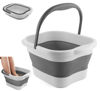 Picture of DoroSun Collapsible Foot Bath Basin Soaker Tub with Handle for Soaking Feet, Foldable Pedicure Foot Spa Massager Foot Care Soak Plastic Inflatable Bucket Bowl Bathtub Tools for Washing Cleaning, White