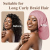 Picture of OLESILK Silk Bonnet for Long Hair, Long Hair Bonner for Sleeping Women&Men, Long Bonnets for Braids, Extra Large Bonnet Loc Cap Hair Cover