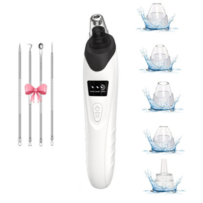 Picture of 2024 Blackhead Remover Pore Vacuum,Facial Pore Cleaner-5 Suction Power,5 Probes,USB Rechargeable Blackhead Vacuum Kit Electric Acne Extractor Tool for Adult (Black)
