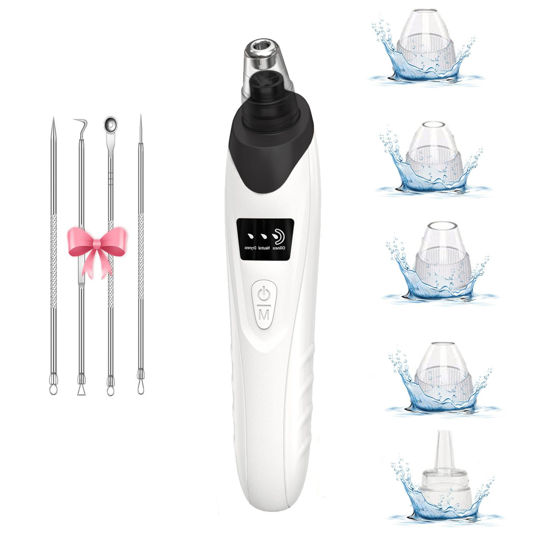 Picture of 2024 Blackhead Remover Pore Vacuum,Facial Pore Cleaner-5 Suction Power,5 Probes,USB Rechargeable Blackhead Vacuum Kit Electric Acne Extractor Tool for Adult (Black)