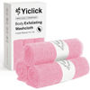 Picture of Yiclick Exfoliating Washcloth Towel [3 Pack], Japanese Exfoliating Bath Wash Cloth for Body Exfoliation, Korean Back Scrubber Washer for Shower, African Net Sponge Brush Loofah Exfoliator (Pink)