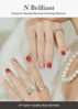 Picture of ohora Semi Cured Gel Nail Strips (N Brilliant) - Red, Patterned, Works with Any UV/LED Nail Lamps, Salon-Quality, Easy to Apply & Remove - Valentine's Day Gel Nail Wraps, stickers, romantic gift ideas
