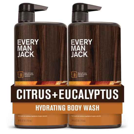 Picture of Every Man Jack Nourishing Citrus + Eucalyptus Mens Body Wash for All Skin Types - Naturally Derived Ingredients - Cleanse and Hydrate Skin with Coconut and Glycerin - 24 Fl Oz (2 Pack)