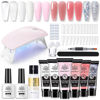 Picture of BORN PRETTY Poly Nail Extension Gel Kit-6 Colors Poly Nails Gel Kit Nude Clear Jelly Pink All In One Kit Builder Glue Gel with Nail Lamp Base Top Coat Set Nail Forms French Manicure Set for Beginner Starter DIY at Home Mother's Day Gifts