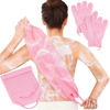 Picture of Anezus Exfoliating Shower Bath Gloves Back Scrubber Set for Body, Face, Shower, Bath, Scrub and Exfoliator (Pink)