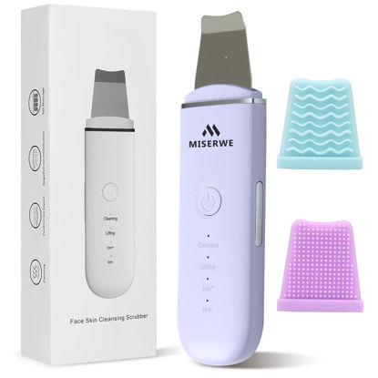 Picture of Skin Scrubber Face Skin Spatula Facial Scrubber Spatula for Deep Cleansing Blackhead Remover Pore Cleaner with 4 Modes (Purple)