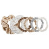 Picture of SILKIE x6 Set 100% Pure Mulberry Silk Christmas Special Light Neutral Skinny Scrunchies Travel Pouch Everyday Hair Ties Elastics Hair Care Ponytail Holder No Damage (Frost)