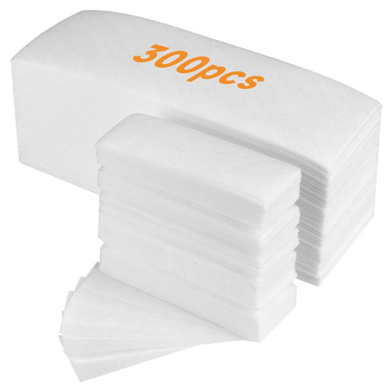 Picture of FEBABACI 300 Pcs Non Woven Wax Strips,Body and Facial Wax Strips for hair removal,Professional waxing strips without wax(2.8''x 7.9'' and 1.4''x 3.9'')