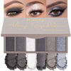 Picture of Kaely 6 Colors Mini Eyeshadow Makeup Palette for Women Smoky Eyes, Black Smoky Gray Grey White Silver Taupe Glitter Shimmer Eye Shadow Palette Long Lasting Pigmented Built in Mirror Travel Size 02