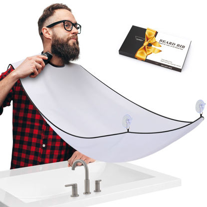 Picture of HUPBIPY Beard Bib Apron Hair Catcher for Shaving Non-Stick Shave Cape Grooming Accessories Gifts for Men Husband Father