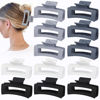 Picture of Sisiaipu Hair Clip, 3.5 Inch Medium Hair Claw Clips 12 Pcs Square Claw Clips for Thick and Thin Hair - Grey Rectangular Rectangle Jaw Clips for Women and Girls