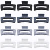 Picture of Sisiaipu Hair Clip, 3.5 Inch Medium Hair Claw Clips 12 Pcs Square Claw Clips for Thick and Thin Hair - Grey Rectangular Rectangle Jaw Clips for Women and Girls